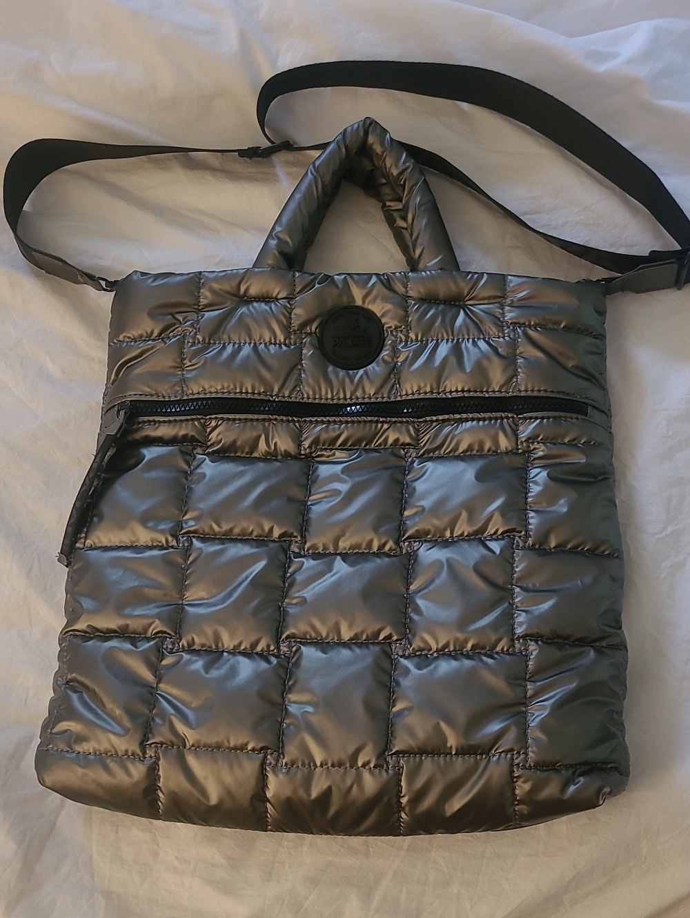Pajar Gray Quilted Crossbody Bag